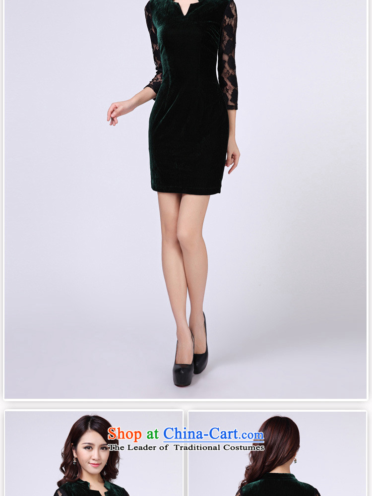 New Spring and Autumn 2014 Sau San retro Kim scouring pads qipao temperament population of 7 large short-sleeved green XXXL QIPAO) Picture, prices, brand platters! The elections are supplied in the national character of distribution, so action, buy now enjoy more preferential! As soon as possible.
