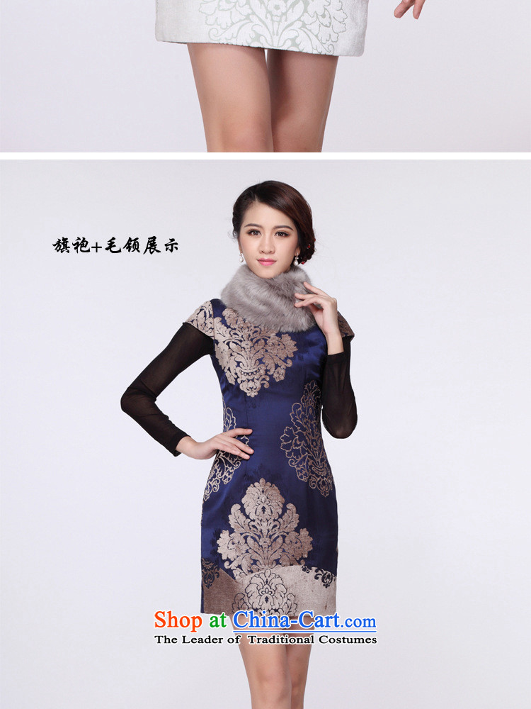 The new improved retro short of modern-day gross for Sau San cheongsam dress female improvement of nostalgia for the autumn and winter replacing Tang Gown skirt dark blue , the price and the picture S brand platters! The elections are supplied in the national character of distribution, so action, buy now enjoy more preferential! As soon as possible.