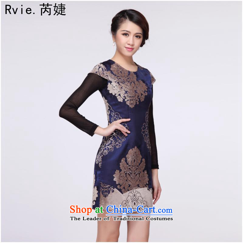 The new improved retro short of modern-day gross for Sau San cheongsam dress female improvement of nostalgia for the autumn and winter replacing Tang dynasty S, with dark blue skirt, , , , shopping on the Internet