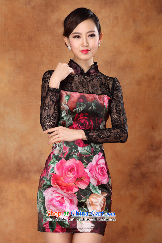 New autumn sexy lace scouring pads stamp and the relatively short time, improved long-sleeved cheongsam dress banquet figure XXXL dress photo, prices, brand platters! The elections are supplied in the national character of distribution, so action, buy now enjoy more preferential! As soon as possible.