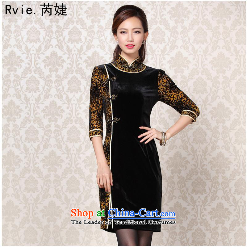 The 2014 autumn and winter new improved Stylish retro scouring pads in the stitching short-sleeved qipao picture color , and involved (rvie.) , , , shopping on the Internet