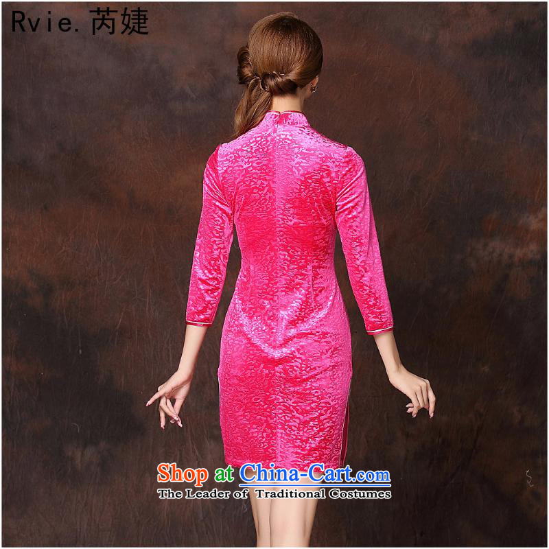 The 2014 autumn and winter new women's Stylish retro-improvement in cuff short qipao QF141002 scouring pads in the Red M, and involved (rvie.) , , , shopping on the Internet