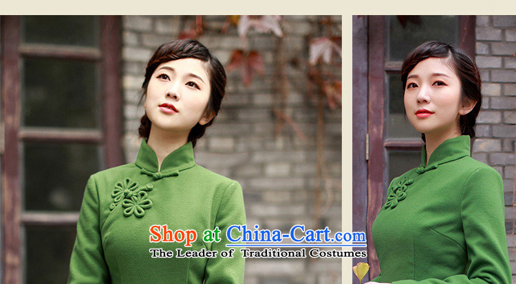 The new 2015 autumn and winter long-sleeved Stylish retro improved high-end-sided flannel short of qipao skirt green L picture, prices, brand platters! The elections are supplied in the national character of distribution, so action, buy now enjoy more preferential! As soon as possible.