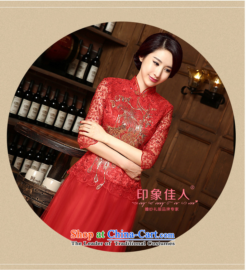 Starring impression new 2015 Tang dynasty bride wedding dress long-sleeved long red lace cheongsam dress bows services fall L picture, prices, brand platters! The elections are supplied in the national character of distribution, so action, buy now enjoy more preferential! As soon as possible.