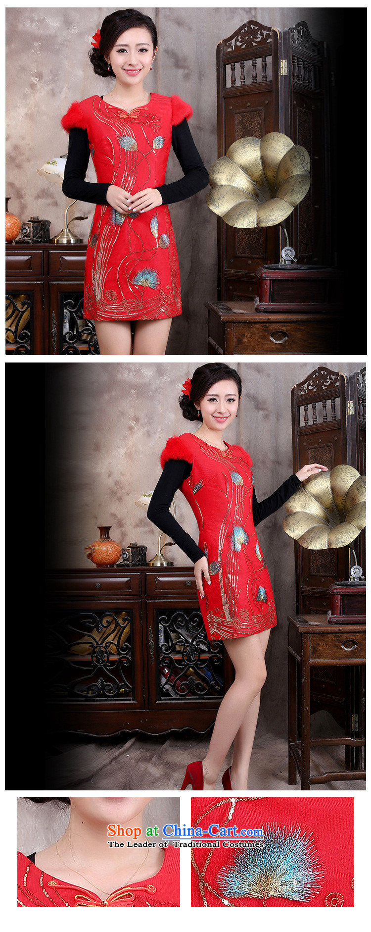 New product lines for autumn and winter day-to-day Chinese cheongsam dress embroidery antique dresses Tang Gown cheongsam red pictures, prices, S brand platters! The elections are supplied in the national character of distribution, so action, buy now enjoy more preferential! As soon as possible.