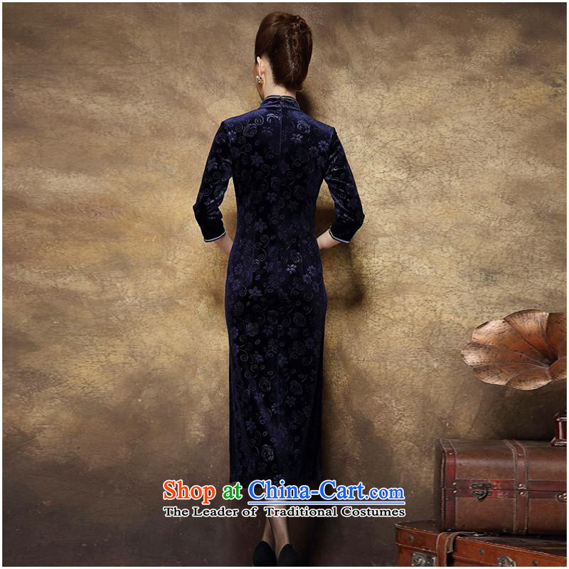 Mother banquet dress qipao autumn and winter new wool-long auspicious badges of Qipao Navy , L, the United States and in accordance with the property (meitianyihuan days) , , , shopping on the Internet