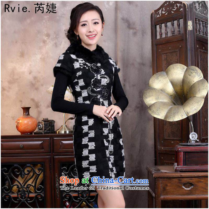 The autumn and winter new improved Couture fashion Chinese Dress Tang dynasty dresses qipao and Jie (black XXL, rvie.) , , , shopping on the Internet