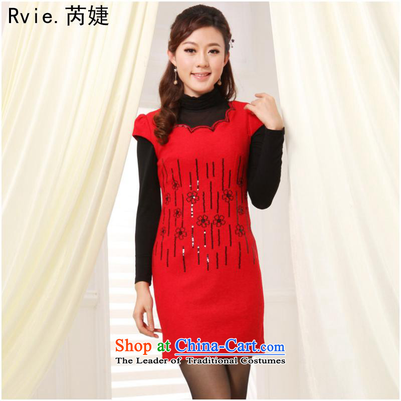 2015 Autumn and winter new improved cheongsam silk embroidery short of the Republic of Korea Air-Sau San qipao skirt red 2 L, with Dell Online shopping has been pressed.