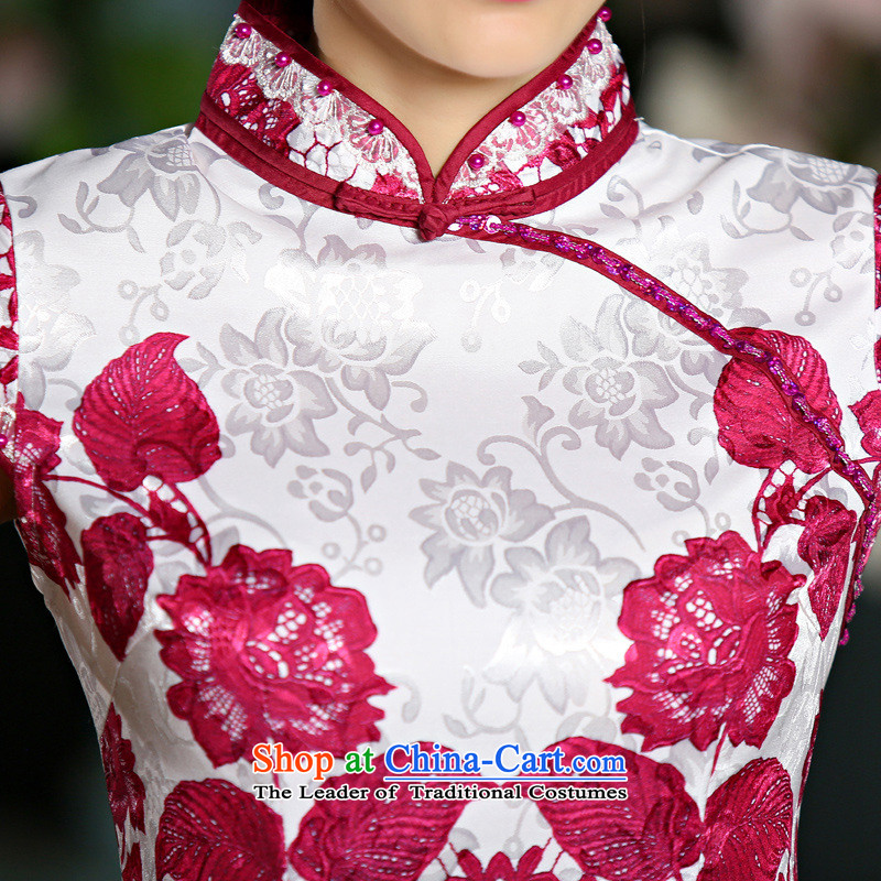 2015 new retro short of porcelain Sau San qipao skirt dresses Red And Jie (rvie. XXL,) , , , shopping on the Internet