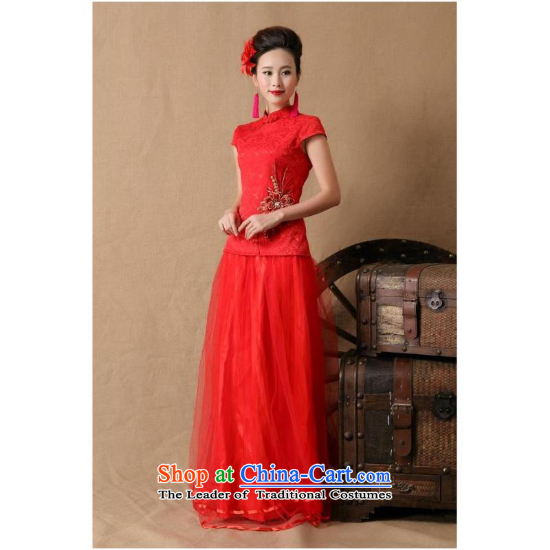 The new 2015 Red stylish marriages ceremony cheongsam dress red XL, and involved (rvie.) , , , shopping on the Internet