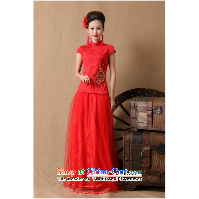 The new 2015 Red stylish marriages ceremony cheongsam dress red XL, and involved (rvie.) , , , shopping on the Internet