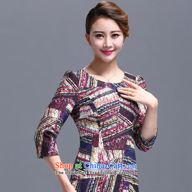 Economy Figure Boxed New 2015 autumn large middle-aged female MOM pack lace dresses and more female qipao package thin suit 2XL, graphics economy figure (TIMITU) , , , shopping on the Internet