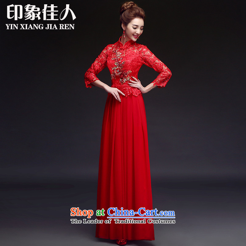Starring impression wedding dresses 2015 new cheongsam long-sleeved lace marriages bows to red dress , starring impression shopping on the Internet has been pressed.