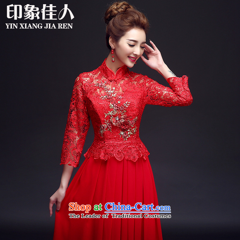 Starring impression wedding dresses 2015 new cheongsam long-sleeved lace marriages bows to red dress , starring impression shopping on the Internet has been pressed.