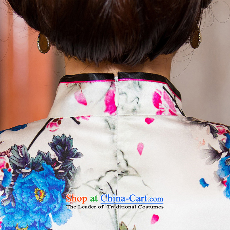 The cross-SHA MENG heavyweight silk cheongsam dress fall inside the new improved cheongsam dress in Silk Cheongsam Stylish retro Ms. cuff HY6086 picture color , the cross-sa , , , shopping on the Internet