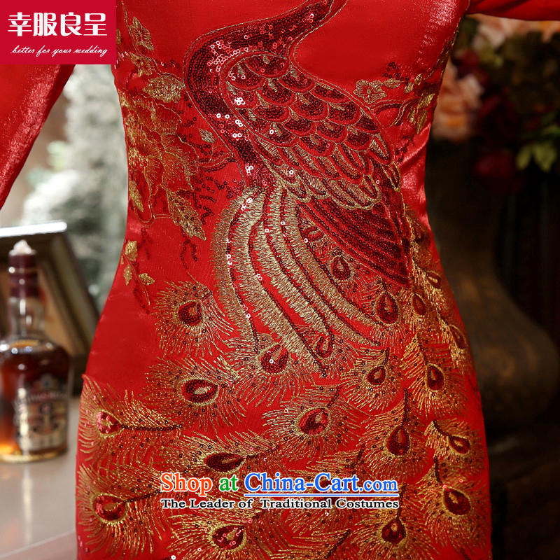 The privilege of serving-leung bows qipao 2015 new services for autumn and winter red bride Wedding Dress Short of Chinese Antique in short-sleeved qipao S honor of serving-leung , , , shopping on the Internet