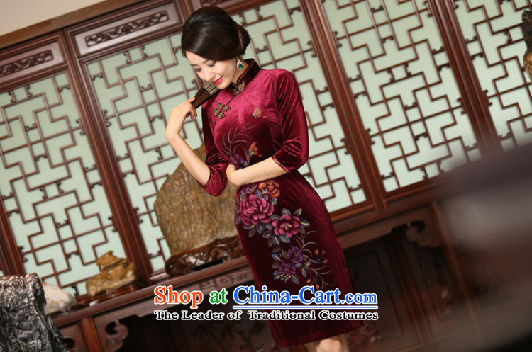 It new plush qipao autumn in long skirt 7 cuff improved hand-painted retro Sau San larger cheongsam dress purple M picture, prices, brand platters! The elections are supplied in the national character of distribution, so action, buy now enjoy more preferential! As soon as possible.