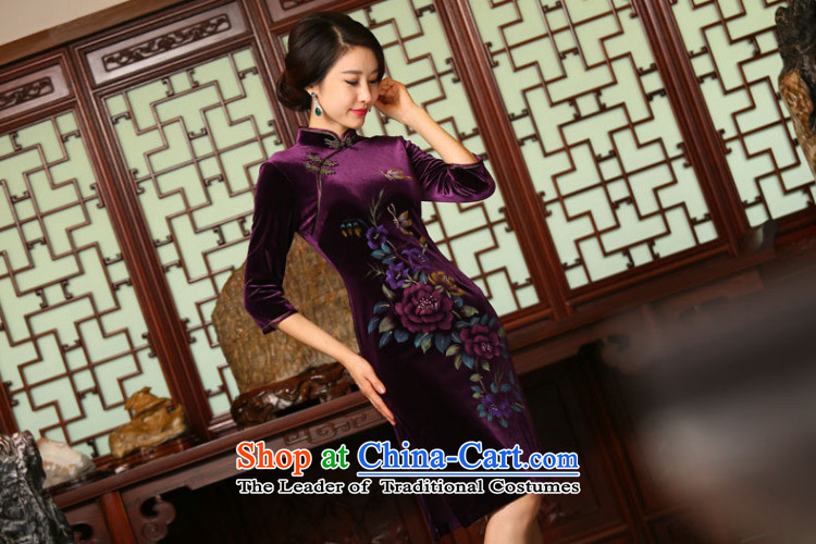 Dan Chu new plush smoke in cheongsam dress 7 cuff improved hand-painted retro Sau San larger cheongsam dress purple M picture, prices, brand platters! The elections are supplied in the national character of distribution, so action, buy now enjoy more preferential! As soon as possible.