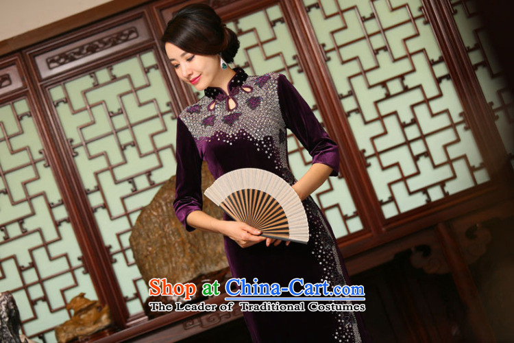 Dan Chu load new smoke female retro improved Chinese qipao 7 cuff velvet manually staple-ju long cheongsam dress figure color L picture, prices, brand platters! The elections are supplied in the national character of distribution, so action, buy now enjoy more preferential! As soon as possible.