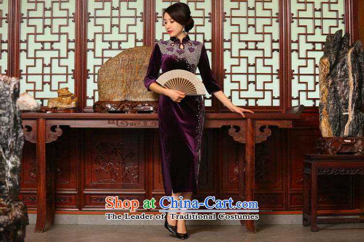 Dan Chu load new smoke female retro improved Chinese qipao 7 cuff velvet manually staple-ju long cheongsam dress figure color L picture, prices, brand platters! The elections are supplied in the national character of distribution, so action, buy now enjoy more preferential! As soon as possible.