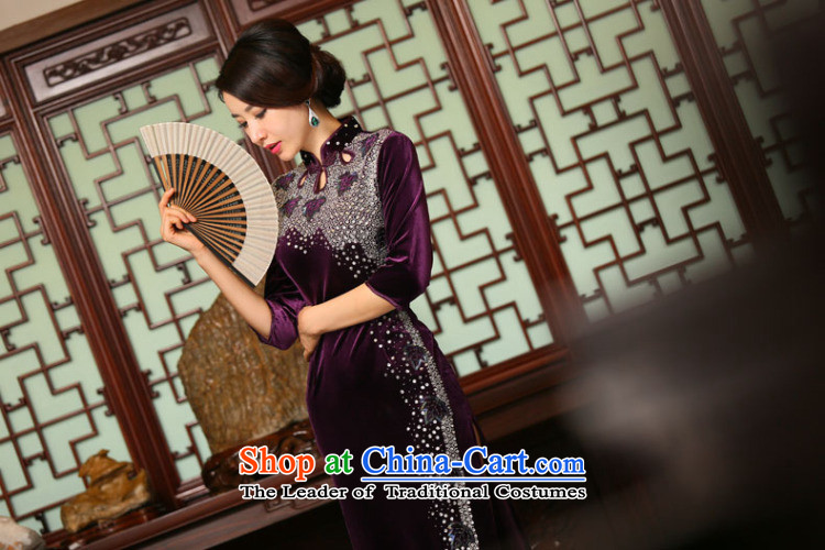 It new fall for women of nostalgia for the improvement of Chinese qipao 7 cuff velvet manually staple-ju long cheongsam dress figure color pictures, prices, XL brand platters! The elections are supplied in the national character of distribution, so action, buy now enjoy more preferential! As soon as possible.