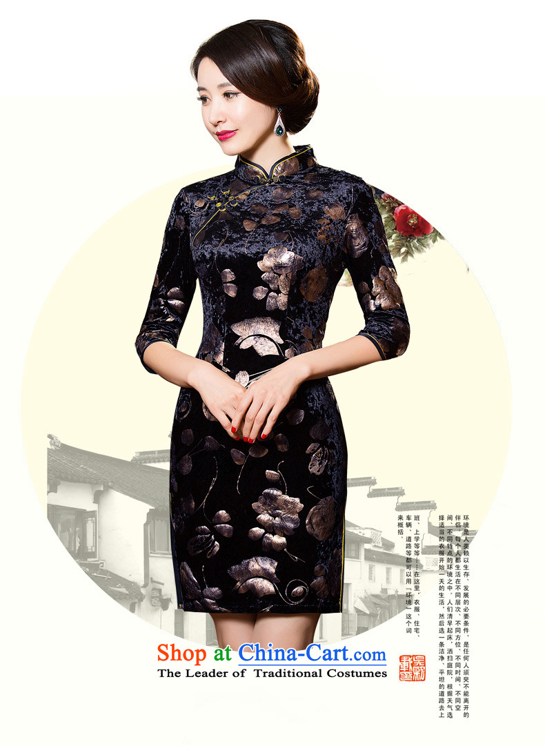 The cross-sa ronghua scouring pads cheongsam with 7 cuff autumn improved cheongsam dress gold stamp cheongsam dress in the new mother replacing qipao QD302 older black XL Photo, prices, brand platters! The elections are supplied in the national character of distribution, so action, buy now enjoy more preferential! As soon as possible.
