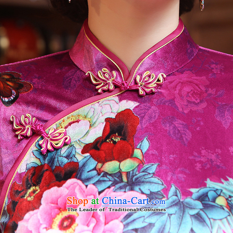 The cross-sa Yui Arabic scouring pads installed in the autumn of qipao retro long cheongsam dress new Ms. improved cheongsam dress 7 cuff ethnic ZA3R10 better the cross-sha red XL, , , , shopping on the Internet
