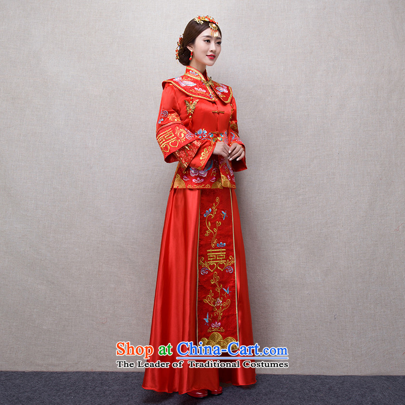 Sau Wo Service 2015 new marriages bows services improved Chinese qipao retro long red dragon use brides embroidered evening marriages wedding dress china red-soo of China and love in XL, , , , shopping on the Internet