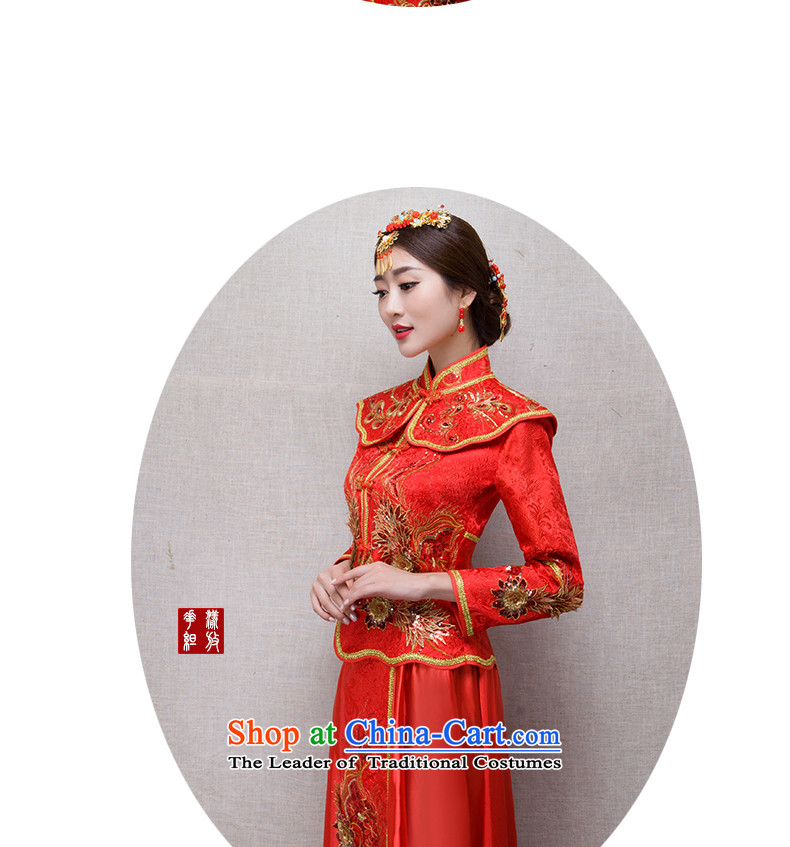 Sau Wo Service 2015 new autumn and winter clothing red retro marriage bows Chinese qipao and Phoenix also improved long-sleeved Sau San video thin cheongsam marriages wedding gown evening red-soo kimono + Head Ornaments M picture, prices, brand platters! The elections are supplied in the national character of distribution, so action, buy now enjoy more preferential! As soon as possible.