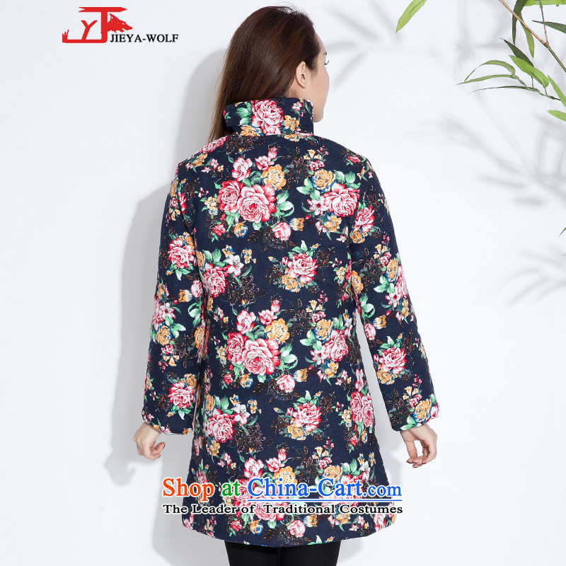 Tang Dynasty JIEYA-WOLF, female cotton linen Our autumn and winter clothing jacket, a stylish medium to long term, 12 ties, Ms. Tang Dynasty Qipao) Blue pink deduction stars XL,JIEYA-WOLF,,, shopping on the Internet