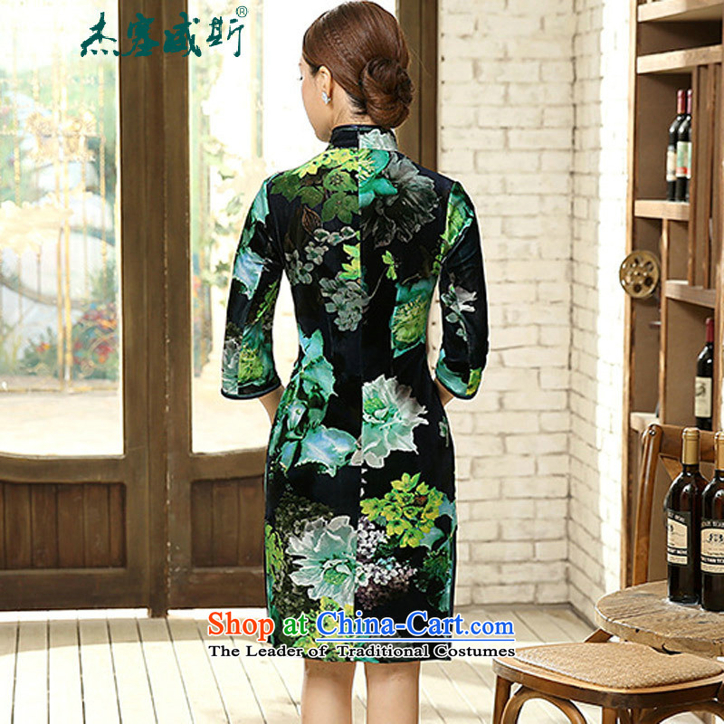In the spring and autumn kit for women elegant beauty really scouring pads in the collar short-sleeved manually detained cheongsam dress female figure , L, Cheng Kejie, the , , , shopping on the Internet