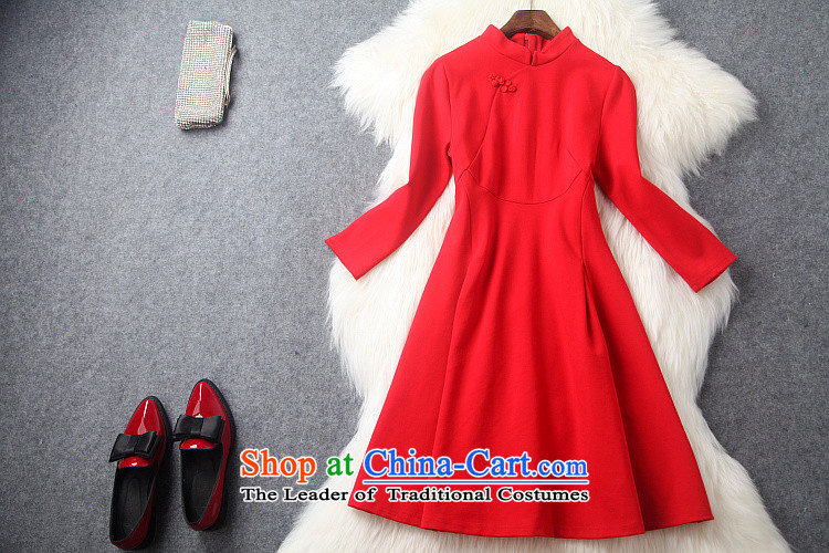Caynova2015 autumn and winter New China wind retro elegant 7 Cuff Sau San video thin cheongsam dress red XL Photo, prices, brand platters! The elections are supplied in the national character of distribution, so action, buy now enjoy more preferential! As soon as possible.