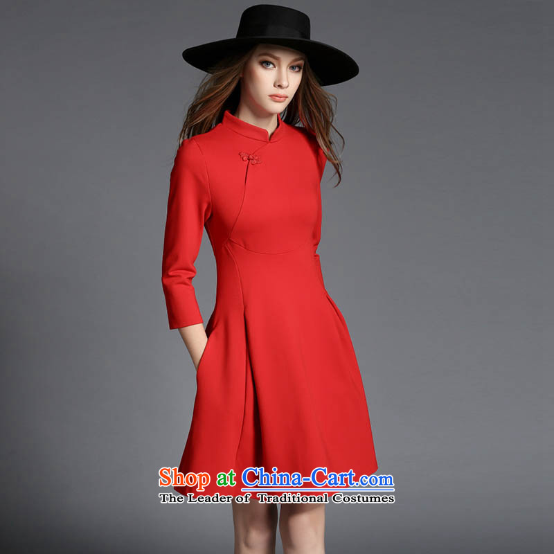 Caynova2015 autumn and winter New China wind retro elegant 7 Cuff Sau San video thin cheongsam dress red xl,caynova,,, shopping on the Internet