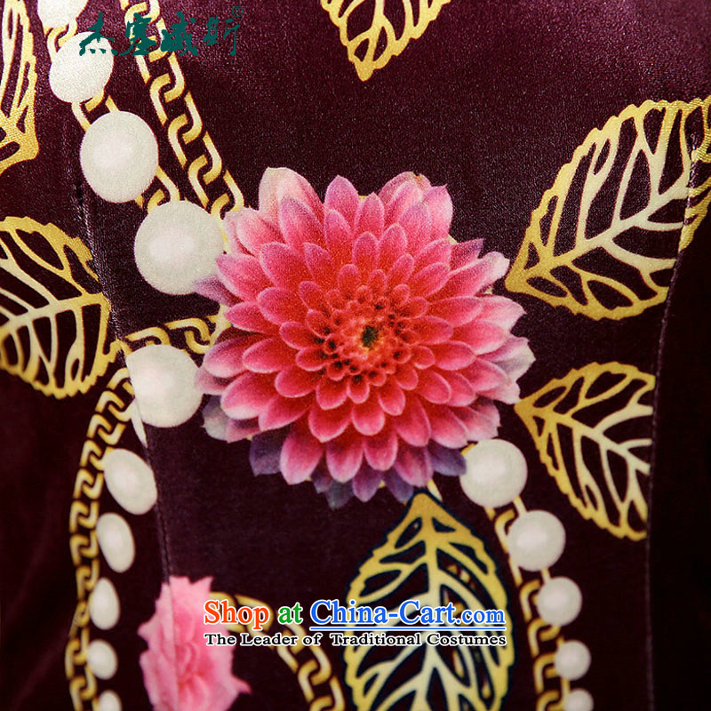 In the spring and autumn jie female Tang dynasty qipao positioning poster Stretch Wool collar manually gold disc allotted seven points cuff cheongsam dress XXXL, figure in Wisconsin, , , , Jie shopping on the Internet