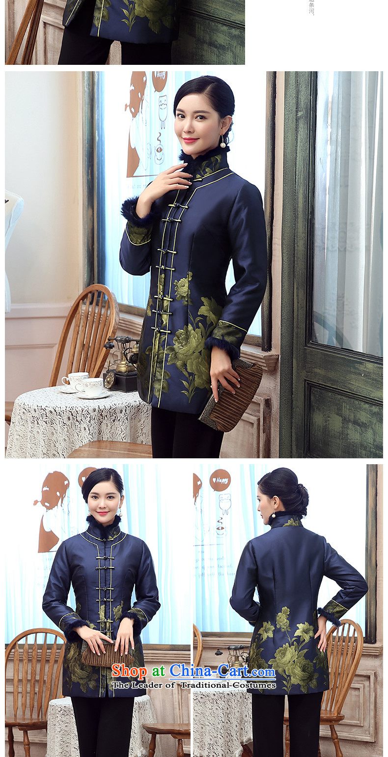 [Sau Kwun Tong] JIN Lan 2015 winter clothing new gross lapel unit in older President Tang Jacket coat blue L photo mother, prices, brand platters! The elections are supplied in the national character of distribution, so action, buy now enjoy more preferential! As soon as possible.