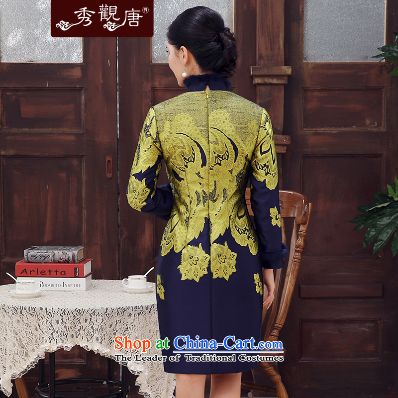 [Sau Kwun Tong] first envelope of 2015 winter clothing new stylish stamp rabbit hair clip cotton retro improved long-sleeved cheongsam dress suit , L, Sau Kwun Tong shopping on the Internet has been pressed.
