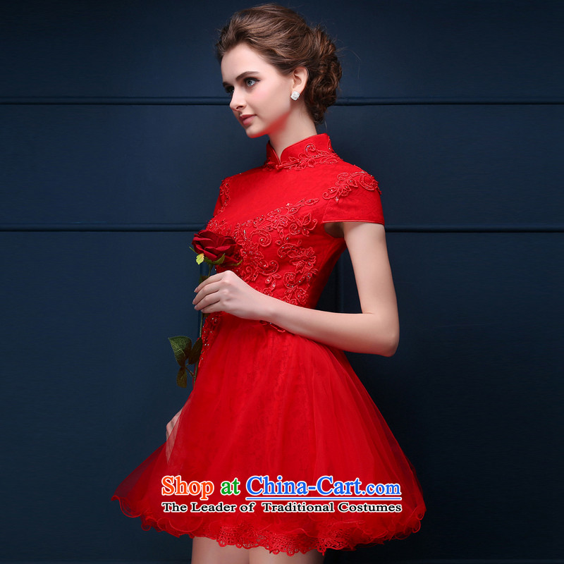 Energy Tifi Li bridal dresses qipao bride bows services 2015 winter new lace short) Bride wedding dress qipao red S energy tifi (mod) has been pressed, fil shopping on the Internet