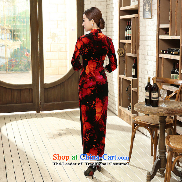 In the spring and autumn jie female qipao Tang Dynasty Stretch Wool elegant classic golden collar manually detained seven long-sleeved cheongsam dress T0007 female black and red XXXL picture, prices, brand platters! The elections are supplied in the national character of distribution, so action, buy now enjoy more preferential! As soon as possible.