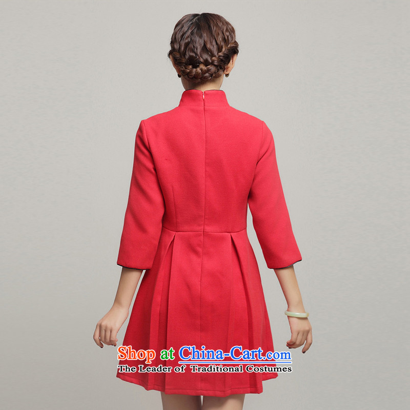 Bong-dwelling for autumn and winter 7475 2015 skirt qipao stylish new improved gross qipao? banquet thick dresses in RED M-bong DQ15262 migratory 7475 , , , shopping on the Internet