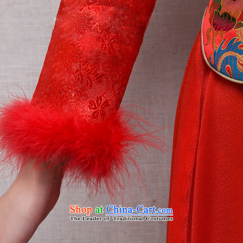 In accordance with the marriage of China love bows services 2015 winter new bride red retro improved Chinese qipao Sau Wo service long ancient wedding dress Warm Kit long gown dress + model head-dress , in accordance with the China s love , , , shopping o