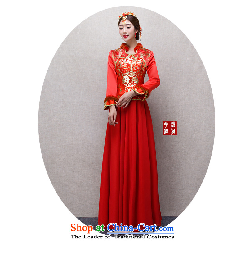 The final in accordance with the marriage of China love bows services 2015 winter new bride red long qipao Kit Chinese costume show Wo Service retro warm Maomao collar ：fuguihua dress + model Head Ornaments L picture, prices, brand platters! The elections are supplied in the national character of distribution, so action, buy now enjoy more preferential! As soon as possible.