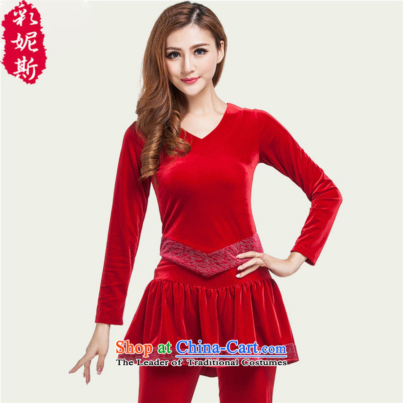 The Black Butterfly autumn and winter, female kit square dance wearing long-sleeved scouring pads in the number of older Kim Dance Dance Service Kit (1 XL,A.J.BB,,, blue shopping on the Internet