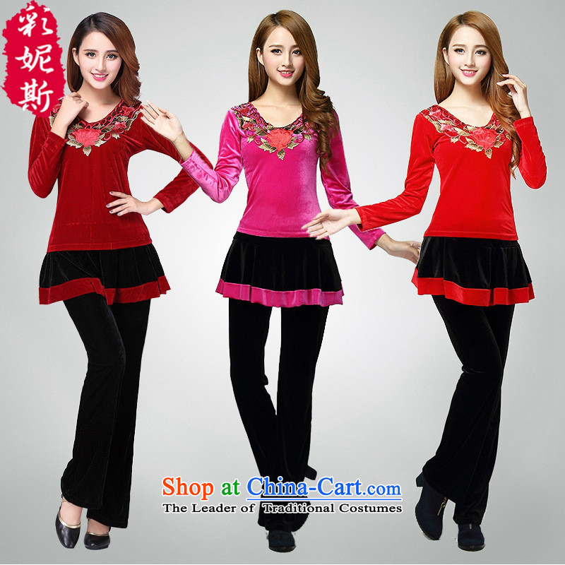 The elderly in the Square Black Butterfly Dance Dance Services 2015 service includes a new product lines for autumn and winter by long-sleeved kit female better redcoats + black skirt trousers XL,A.J.BB,,, better shopping on the Internet