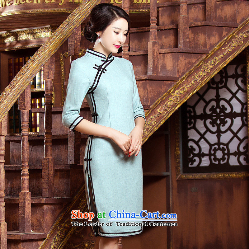 The five senses figure for autumn and winter 2015 new products in a literary and art nouveau cuff in long double bilateral stylish cheongsam dress dress photo color XXL, Five-sense figure (WUGANTU) , , , shopping on the Internet