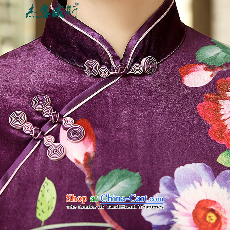 In the spring and autumn jie female Tang dynasty qipao positioning poster stretch of 7/manual detained Kim scouring pads cheongsam dress female figure in Jericho, XXXL, shopping on the Internet has been pressed.