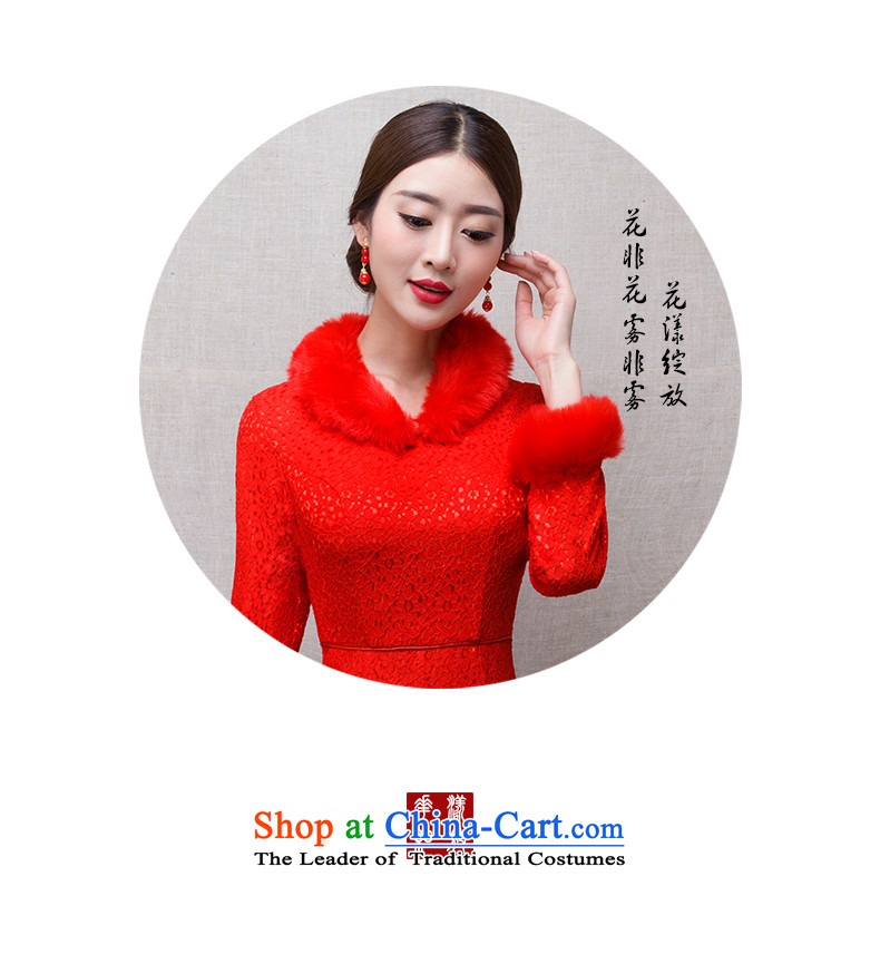 The Bride In China love bows services 2015 new winter red long crowsfoot qipao Sau San evening long-sleeved marriages qipao winter Maomao collar warm red M picture, prices, brand platters! The elections are supplied in the national character of distribution, so action, buy now enjoy more preferential! As soon as possible.