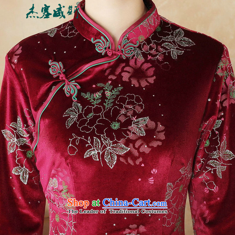 In the spring and autumn jie female Tang dynasty elegant qipao daily wedding banquet Mock-neck manually detained Kim scouring pads cheongsam dress female RED M Cheng Kejie in 2507-12, , , , shopping on the Internet