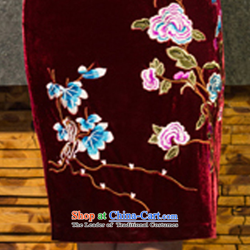 In accordance with the performance, 2015 Fall/Winter Collections new moms with scouring pads in the skirt qipao Kim long-sleeved retro wedding SL01 wine red , according to Douglas fir 2XL, shopping on the Internet has been pressed.