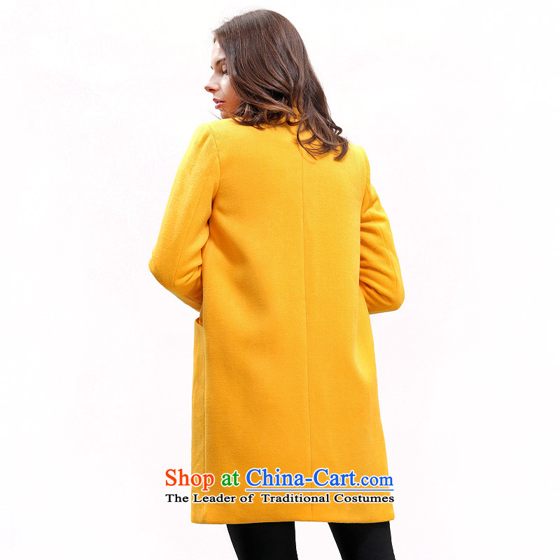 In accordance with the uniform love IEF 2015 winter coats female woolens gross? butted long Korean Sau San a windbreaker 6916B-4664R- yellow M,ief,,, shopping on the Internet