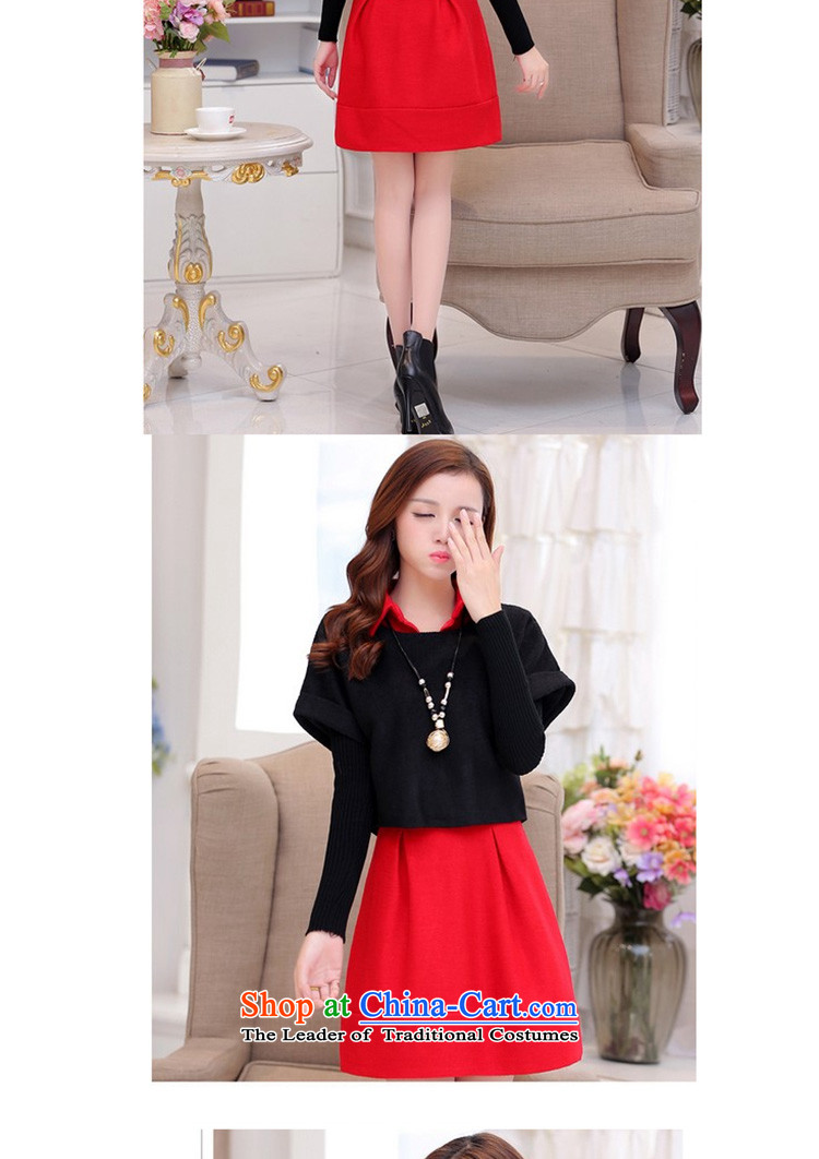 Jing Mei Li 2015 autumn and winter for women is smart casual gross stitching? two kits knitted dresses J553 black skirt red , prices, Pictures* brand platters! The elections are supplied in the national character of distribution, so action, buy now enjoy more preferential! As soon as possible.